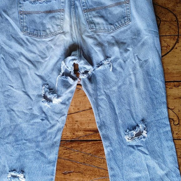 Express Distressed Jeans Womens size 13/14 L Low rise Boot Cut RIpped raw hem - Picture 4 of 6